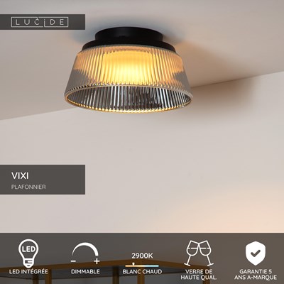 Lucide VIXI - Plafonnier - Ø 35 cm - LED Dim. - 1x17,6W 2900K - Fumé